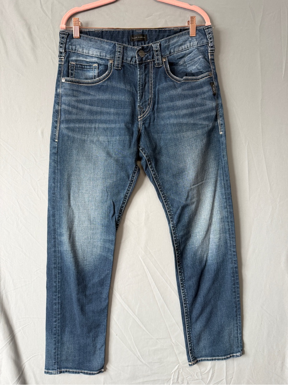 Silver Jeans Mens Eddie Relaxed Fit Denim Size 32 Tapered Leg Casual Zip-up